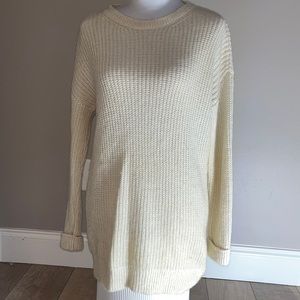 Topshop long sleeve sweater dress crew neck cream / ivory sz 0